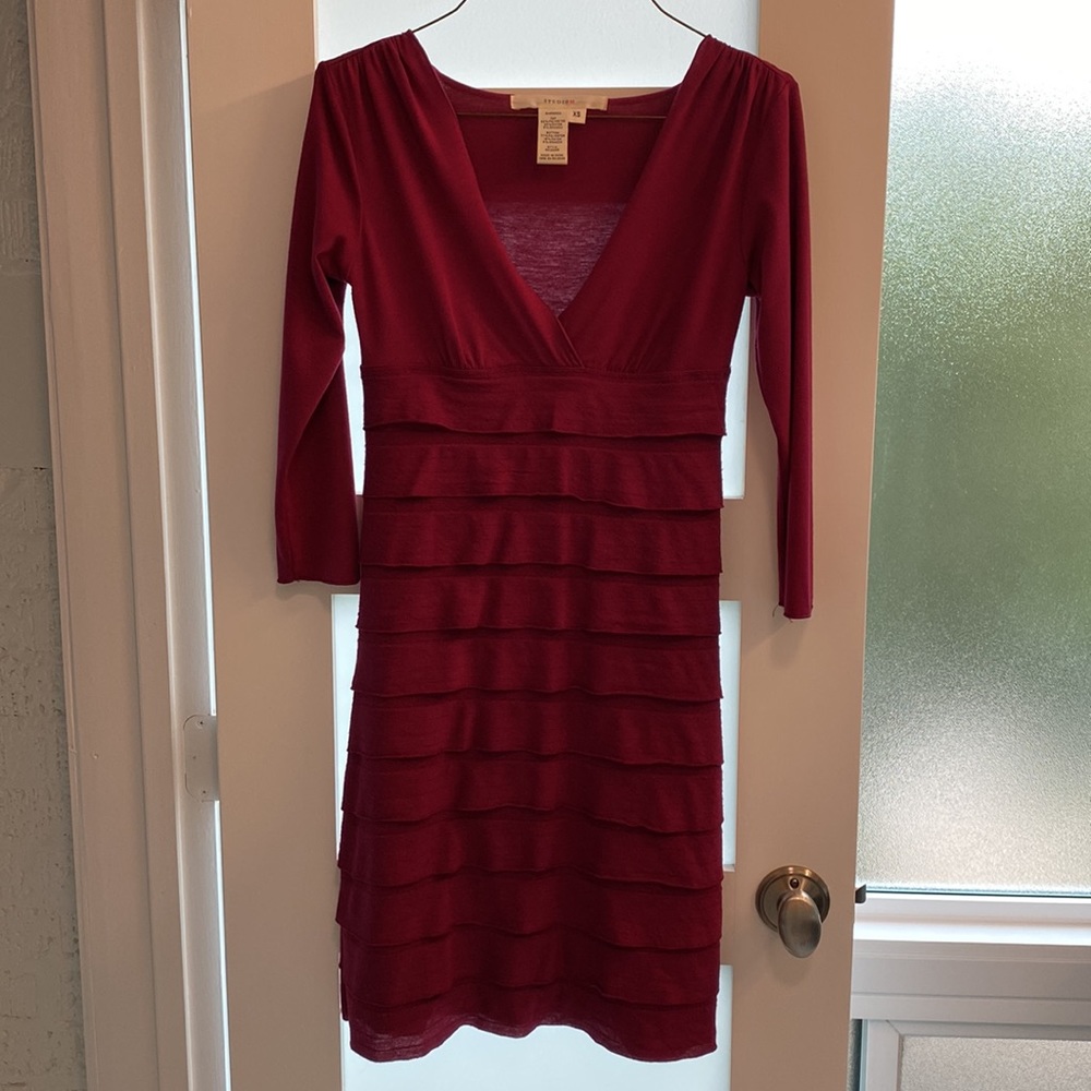 Studio M 3/4 Sleeve Maroon XS Dress